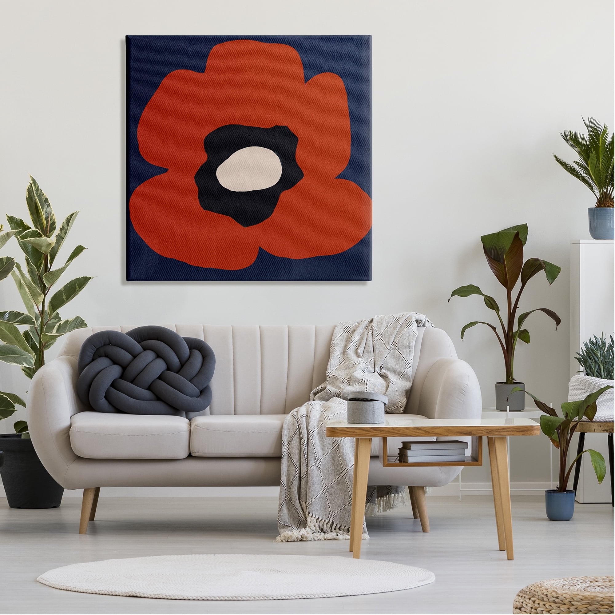 Stupell Industries Bold Red Flower Blossom Modern Geometric Shapes Graphic Art Gallery Wrapped Canvas Print Wall Art, Design by Deborah Velasquez