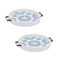 thumbnail image 2 of Melrose Round Tie-Dye Wooden Trays - 18.5" - Blue and White - Set of 2, 2 of 3
