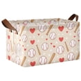 thumbnail image 2 of Rectangle Storage Basket with Handles Love Baseball Collapsible Storage Bin Large Storage Bins Decorative for Clothes Toys Bedroom, 2 of 8