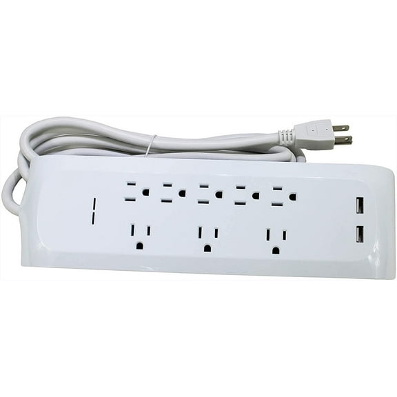 MaxxHaul 8 Outlet Power Strip with 2 USB Charging Ports, 8' 14/3 Extension Cord