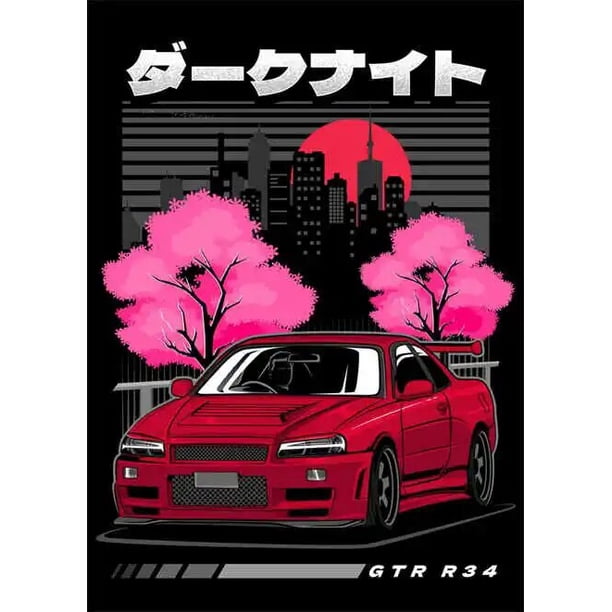 JDM F1 póster de decoración de coche, arte de pared GTR Mini Neon Vaporwave outun Home Motorsport, decoración de sala de carreras, carteles de lienzo estéticos