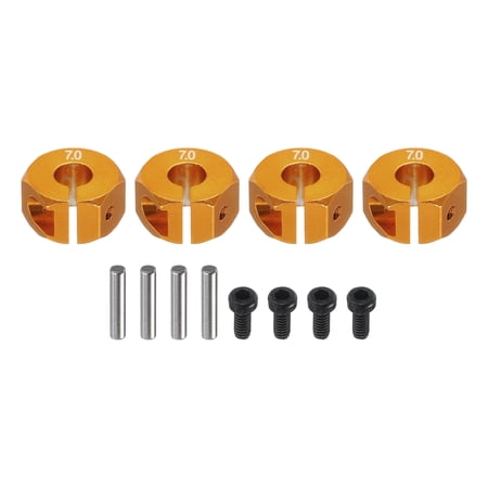 Uxcell Aluminum 12mm Wheel Hex Hubs Drive Adapters Golden 7mm Thickness for RC Car Upgrade Replacement Parts 4Pcs