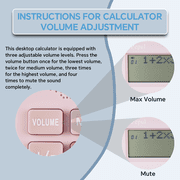 Calculators Desktop, Desk Calculator with Large 2 Line Display, Talking Basic Calculator with Big Button & Adjustable Volume, 4 Function Calculators for Business, Students, Office Supplies(Pink)