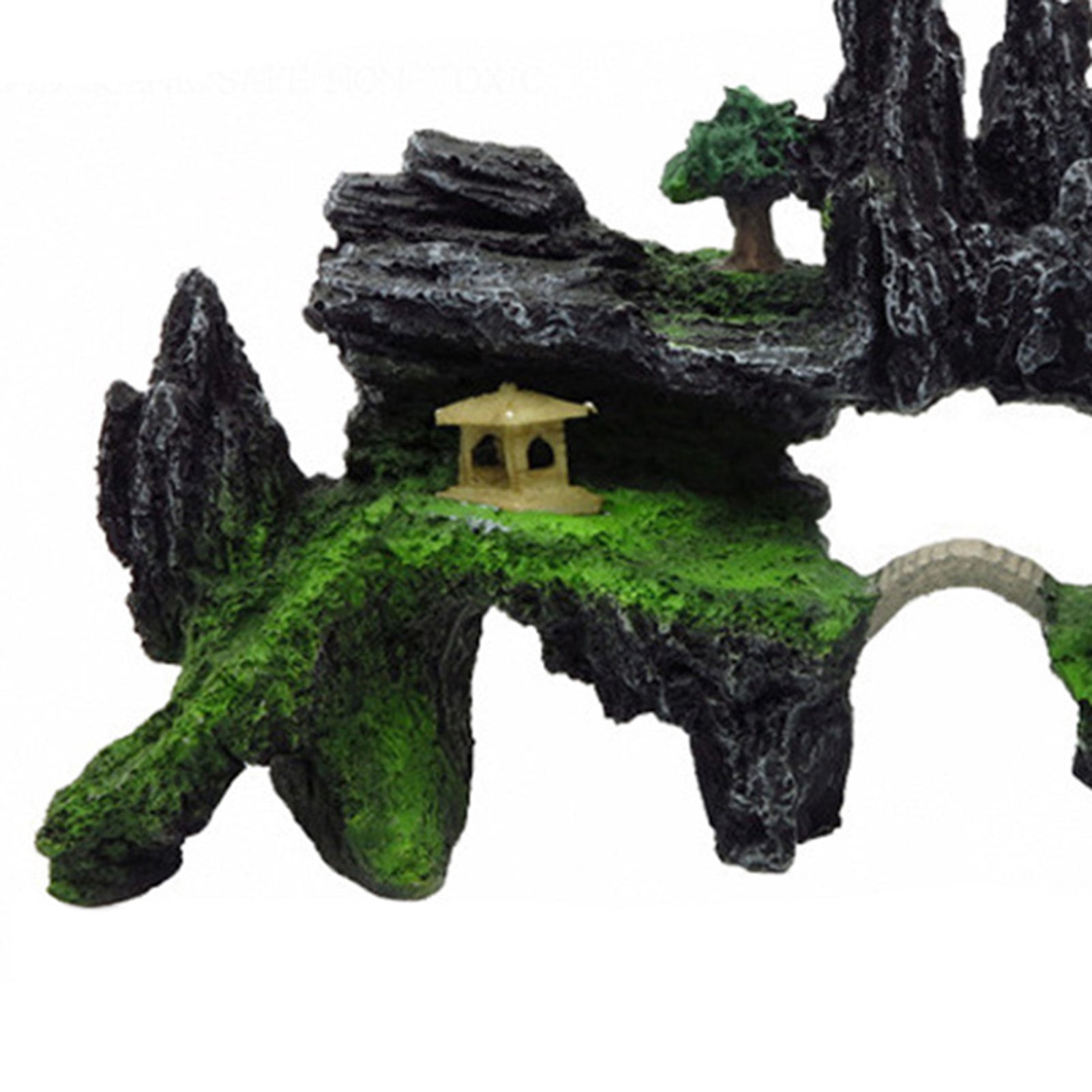 Walbest Aquarium Decoration Mountain View 9.45" x 3.54" x 7.09" Stone Pavilion Bridge Ghat Cave Fish Tank Landscape Decorations