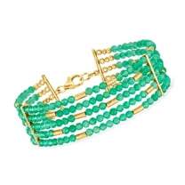 Ross-Simons Green Chalcedony Bead 5-Row Bead Bracelet in 18kt Gold Over Sterling, Women's, Adult