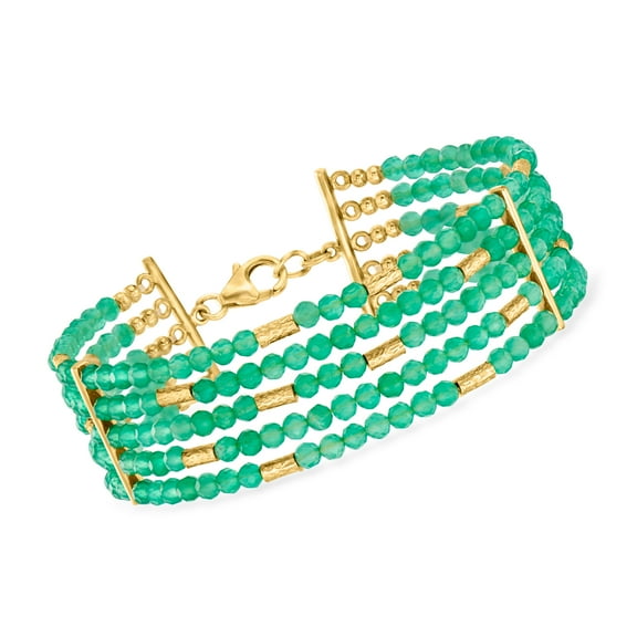 Ross-Simons Green Chalcedony Bead 5-Row Bead Bracelet in 18kt Gold Over Sterling, Women's, Adult