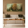thumbnail image 5 of Drsoum Large 20x40in Natural Framed Countryside River Vintage Wall Art Landscape Painting Retro Fall Scenery Farmhouse Kitchen Living Room Decor, 5 of 7