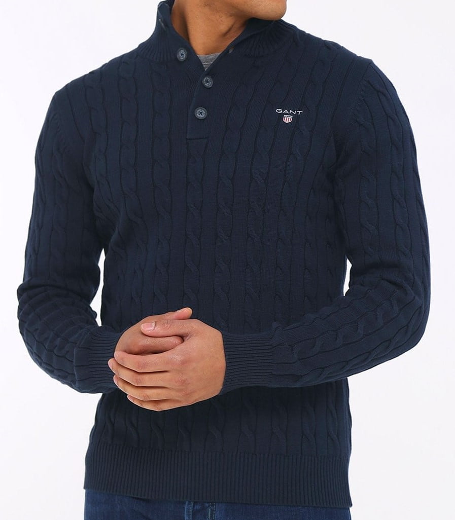 Cotton Cable Mock Neck Sweater, Medium 