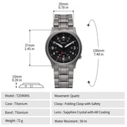BERNY Titanium Watches for Men, Japanese Quartz Movement Men's Field Watch, 5ATM Waterproof Military Wristwatch for Men, Analog Sport Watches with Super Luminous, Black