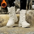 thumbnail image 6 of ibiyuan Snow Boots For Women Wide Width Outdoor High Top Insulated Boots With Thick For Warmth And Comfort,Beige, 6 of 8