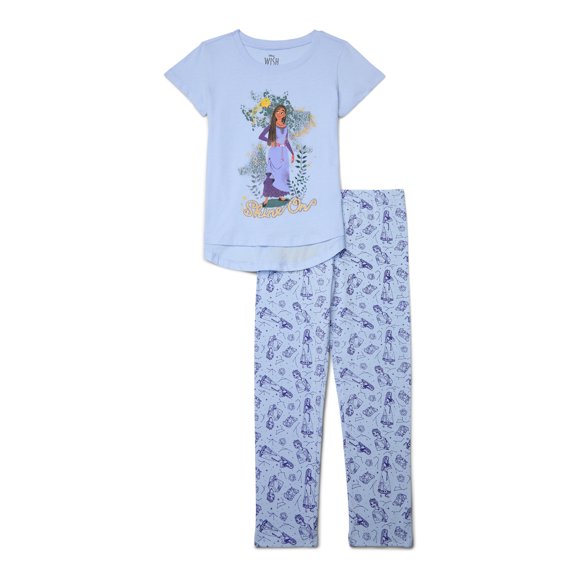 Wish Girls Short sleeve & Leggings Graphic 2pc Outfit Set, Sizes 4-16