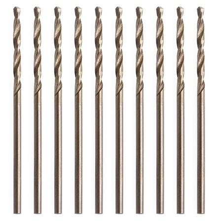 

XISAOK Titanium Coated 10x HSS Drill Bit Set 10pcs Round Shank Spiral Drill Wood Metal