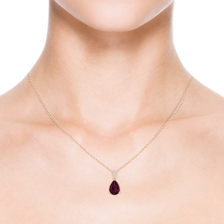 Angara Natural Rhodolite Garnet Solitaire Pendant Necklace for