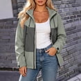 thumbnail image 3 of CFLVAEK Plus Size Rain Jacket for Women Waterproof Color Block Raincoat Lightweight Zip Up Lapel Windbreaker for Outdoor Hiking Army Green L, 3 of 7