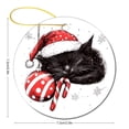 thumbnail image 2 of Christmas Ceramic Ornament Winter Christmas Bell Black Cat Double-Sided Printed 3" Ceramic Christmas Ornament Santa Black Cat Xmas Trees Decorations Keepsake Gifts Gifts for Women Men On Christmas, 2 of 8
