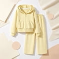 thumbnail image 2 of OJSFQUFP Girls 2 Piece Tracksuit Set Zip‑Up Hoodie Jacket + Wide Leg Pants Kids Casual Sport Outfit for School, 2 of 7