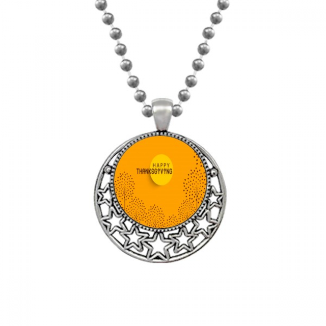 Thanksgiving Day Turkey Watercolor Pattern Necklaces Pendant Retro Moon Stars Jewelry