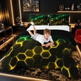 thumbnail image 3 of meiyoeat Neon Honeycomb Pattern Full Size Comforter Sets for Boys Girls, Geometric Hexagon Bedding Sets, Green Yellow, Black Reversible 3pcs, 1 Comforter and 2 Pillowcases, 3 of 6