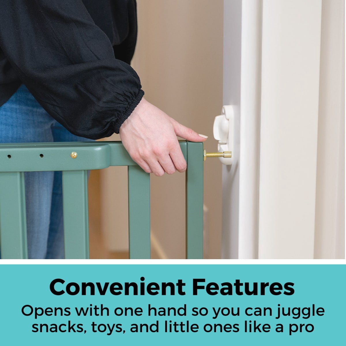Toddleroo by North States LuxeCraft Wooden Baby Gate, Jack Pine Green