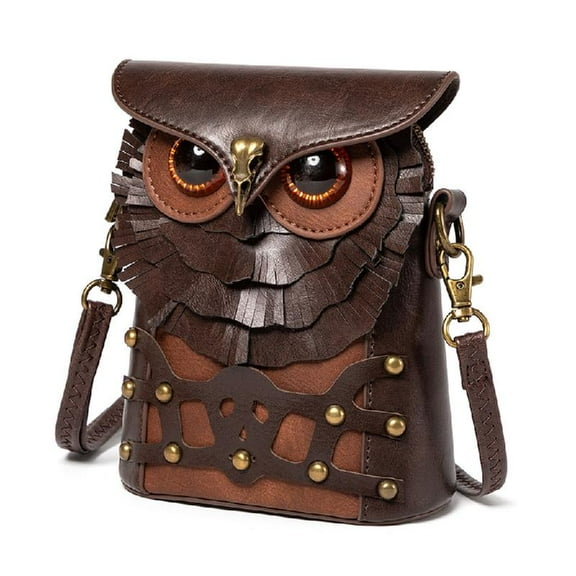Necvior Women PU Shoulder Bag Fashion Coin Purse Medieval Crossbody Bag Cartoon Owl Bag for Travel Daily