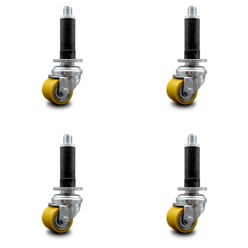 Low Profile Polyurethane Swivel Expanding Adapter Stem Caster Set of 4