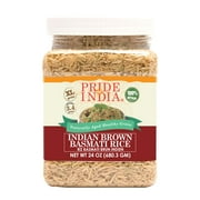 Pride of India - Extra Long Indian Brown Basmati Rice - 1.5 lbs (680 Gm) Jar - Naturally Aromatic, Healthy & Nutritious Diet - Low Glycemic Index - Great for Salads, Pilaf & Desserts.