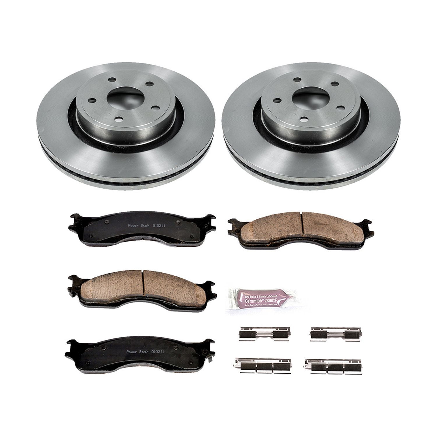 Power Stop Front Stock Replacement Brake Pad and Rotor Kit KOE4584 Fits 2004 Dodge Ram 1500