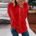 thumbnail image 2 of Chemises de Compression à Manches Longues pour Femmes Col Rond Uni Plus Sweat-Shirt Oversize Pulls Coupe Ample Hauts Légers à la Mode pour les Femmes de Grande Taille, 2 of 5