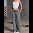 thumbnail image 4 of Jeans Rectos para Mujer, Cintura Alta, Pierna , Holgados, Elásticos, Estilo Boyfriend, Holgados, para Mujer Lavar la Ceniza S, 4 of 8
