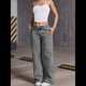 thumbnail image 4 of Jeans Rectos para Mujer, Cintura Alta, Pierna , Holgados, Elásticos, Estilo Boyfriend, Holgados Lavar la Ceniza XL, 4 of 8