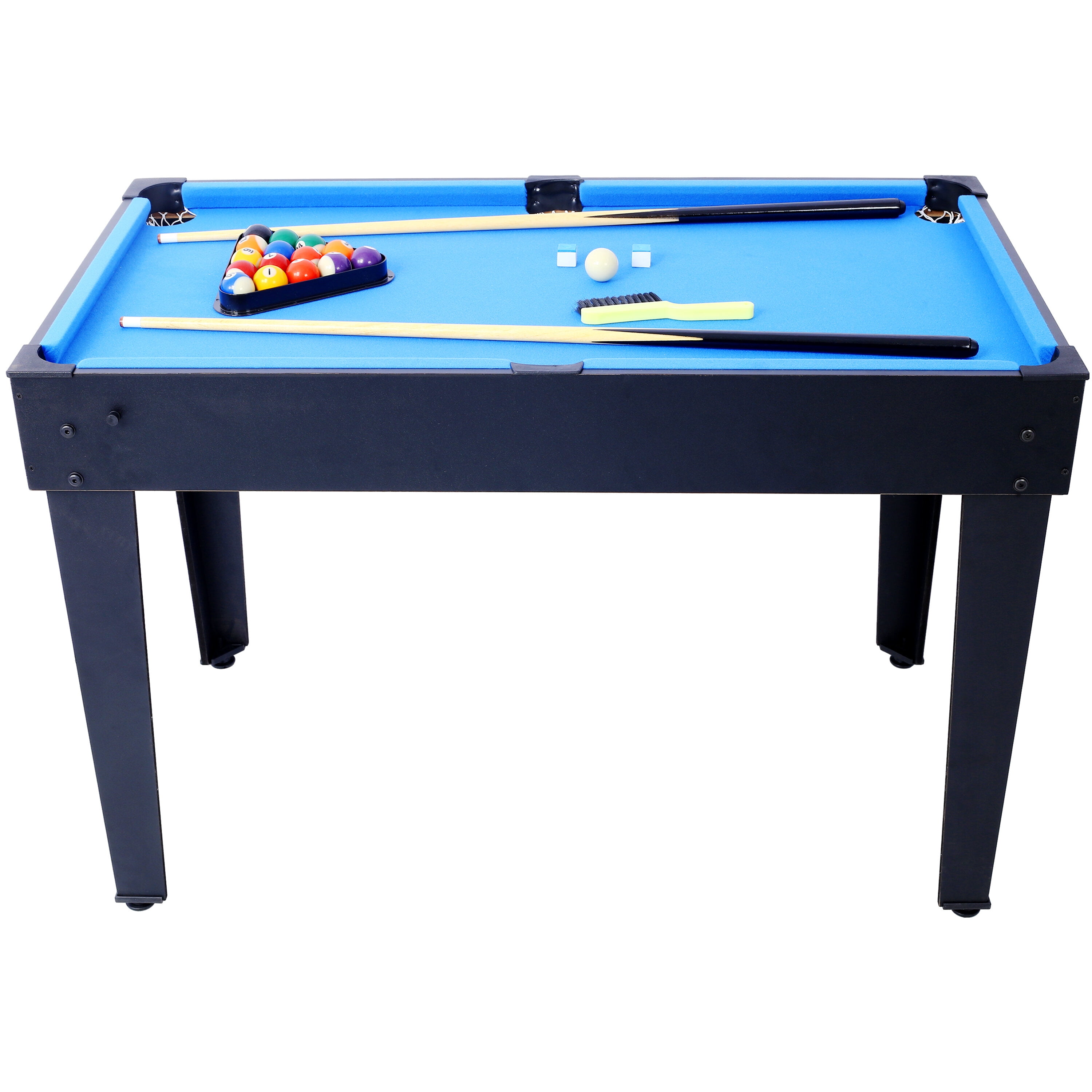 , 5-in-1 Multi-Game Table - Billiards, Push Hockey, Foosball, Ping Pong, and Basketball black/blue, Black ,Mdf+Steel ,