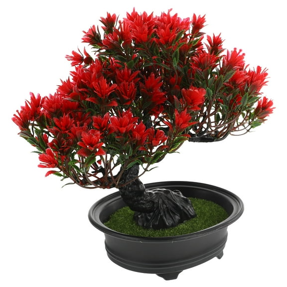 Realistic Red Plastic Bonsai Tree for Home Decoration with Fine Details and Lifelike Appearance 6.5 inches