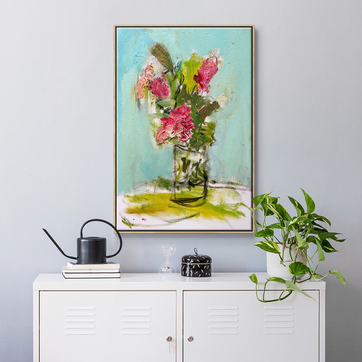 TURQUOISE LILLY Framed Premium Gallery Wrapped Canvas - Ready to Hang