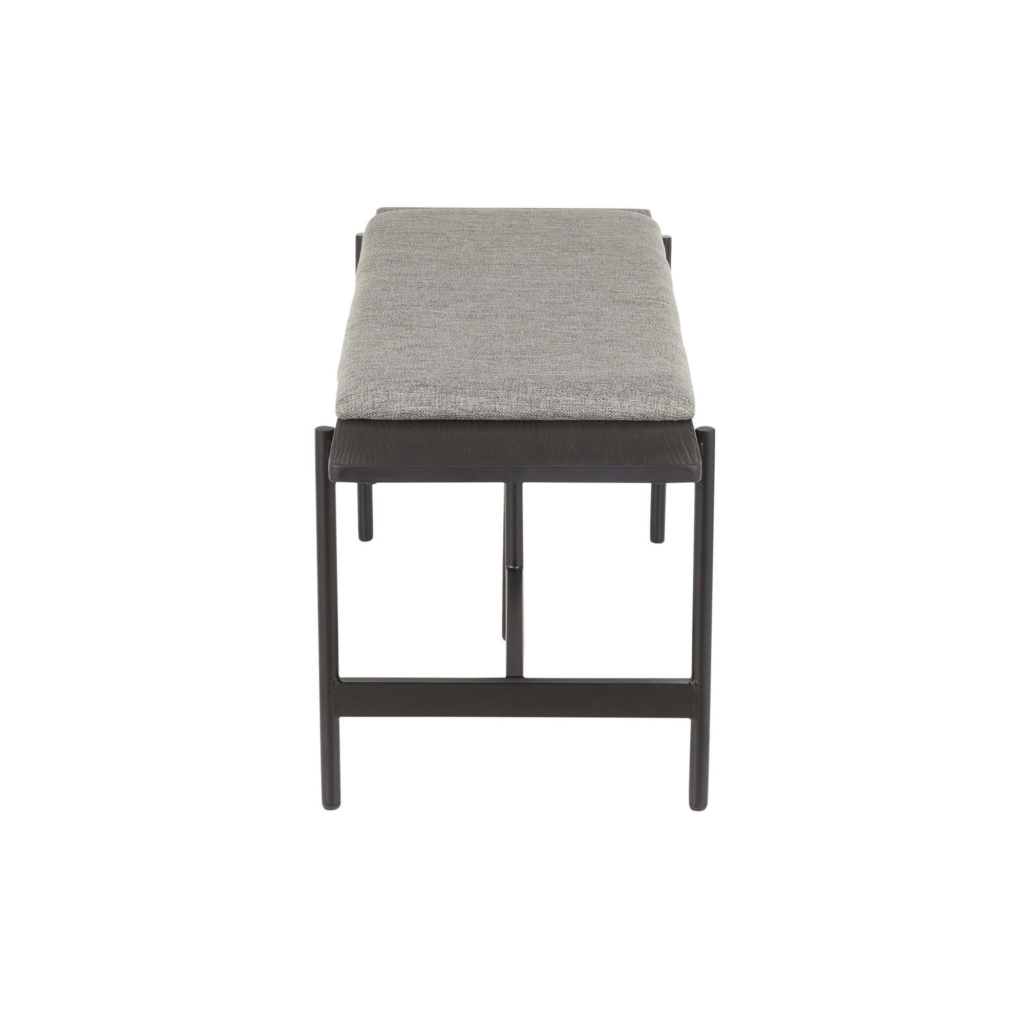 Chloe Contemporary Bench in Black Metal and Grey Fabric with Black Wood Accents by LumiSource - image 2 of 6