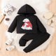thumbnail image 4 of Gibobby Conjunto de Sudadera y Leggings de Lana Bebé recién nacido Bebé Unisex Algodón Estampado de animales Otoño Pantalones de manga larga Sudadera con capucha(Negro,6-9 Meses), 4 of 5