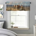 thumbnail image 3 of Western Cowboy Horse Window Valance for Kitchen, Grasslands Sky Nature Scenery Rod Pocket Short Curtain for Small Windows, Light Filtering Decorative Valance, 60 x 14 Inch, 1 Panel, 3 of 9