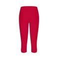 thumbnail image 6 of Summer Savings Clearance Capris Pants for Women, 2PCWomen's Summer High Waisted Solid Color Capris Matching Slim Fitting Yoga Gym Pants(Watermelon Red,XL), 6 of 6