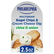 Philadelphia Multigrain Bagel Chips & Chive & Onion Cream Cheese Dip, 2.5 oz Tray