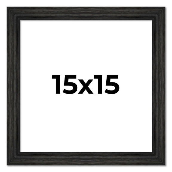 15x15 Frame Black Rustic Barnwood Solid Wood Picture Frame | 1.5 Inch Moulding Width | Includes UV