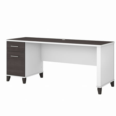 Bush Furniture Somerset 72 Single Pedestal Desk Storm Gray & White Bush Furniture Somerset 72 Single Pedestal Desk Storm Gray & White