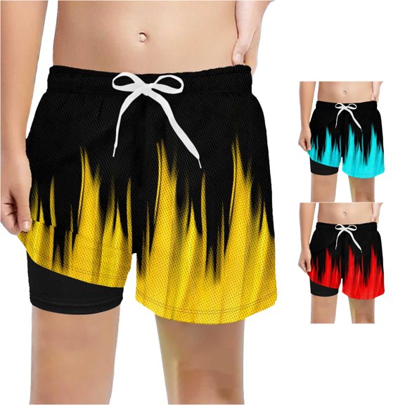 LIIPEE Boys Athleisure Shorts Summer Color Block Mesh Loose Fit Drawstring Waist Sport Shorts Kids Lightweight Breathable Fashion Versatile Bottoms,9-10 Years