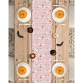 thumbnail image 4 of Table Runner Dresser Scarves 48 Inch Long,Halloween Seamless Cute Ghost on Pink Linen Dining Table Runners Pumpkin Lantern Boo Tabletop Scarf for Wedding Holiday Party Kitchen, 4 of 9