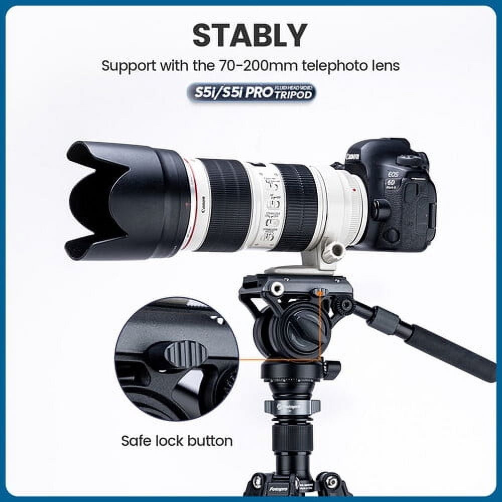 Fotopro 64-inch Aluminum Tripod for Camera, Heavy-Duty Video Tripod Stand with Quick Leveling Base, 1/4” and 3/8” Universal QR Plate, S5i Pro