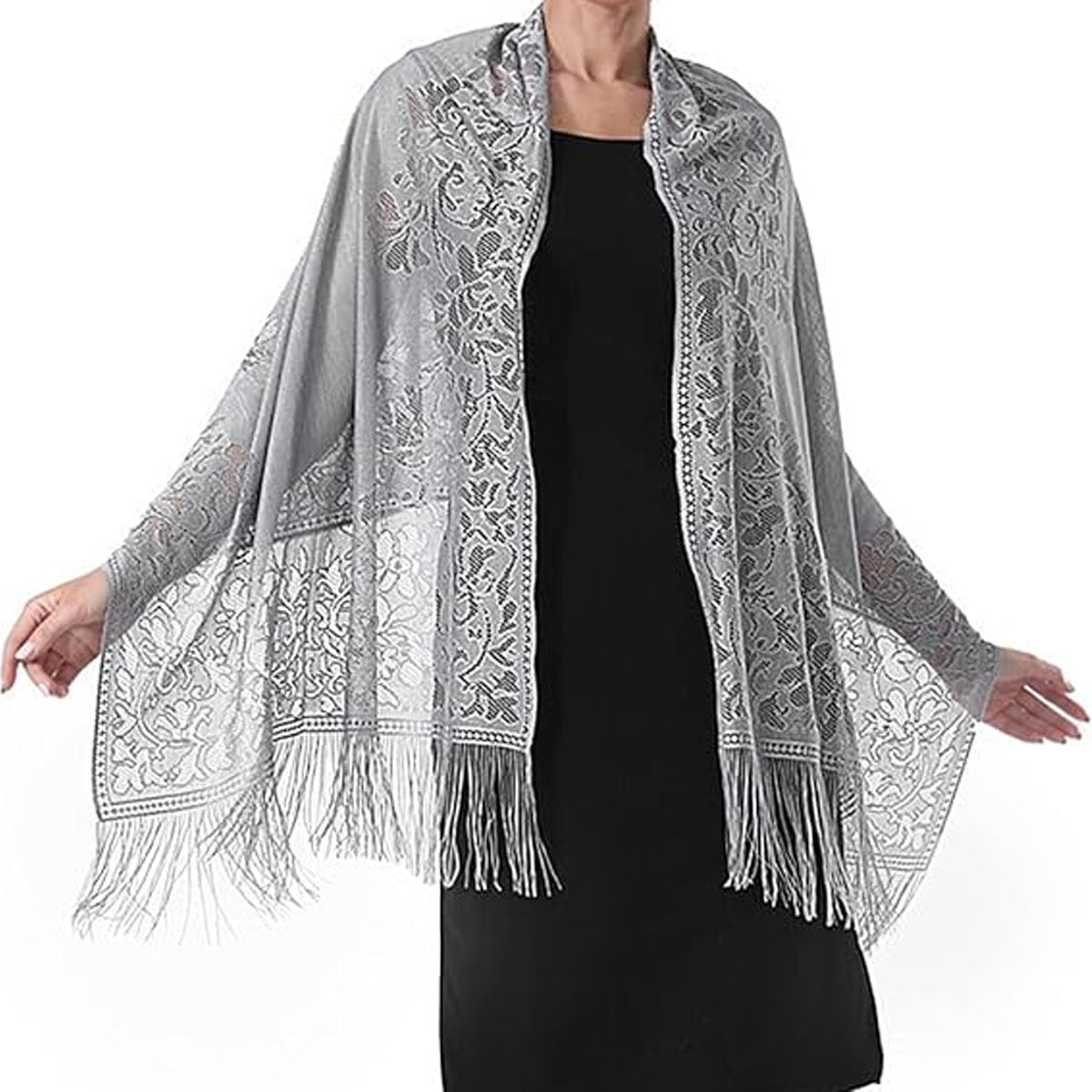 sachin and babi light blue dress Silver Shawl main image 1