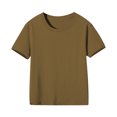 thumbnail image 3 of XinLfly Kids Girls Boys Short Sleeve T Shirt Casual Summer Solid Color Crewneck Basic Tees Shirt Tops Clothes,Brown, 11-12, 3 of 8