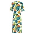 thumbnail image 4 of Haivin Women's Jumpsuit with Short Sleeve V-Neck, Back Zipper and Side Pockets, Hawaiian All-Over Print, Casual Lightweight for Summer Vacation and Daily Wear, 4 of 5