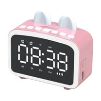 Wireless Bluetooth Speaker, Alarm Clock Radio, Mini Desktop Clock with Card Playback and Hands-Free Calling, Portable Compact Small Speaker with LED Display and Built-In 1200mAh Battery