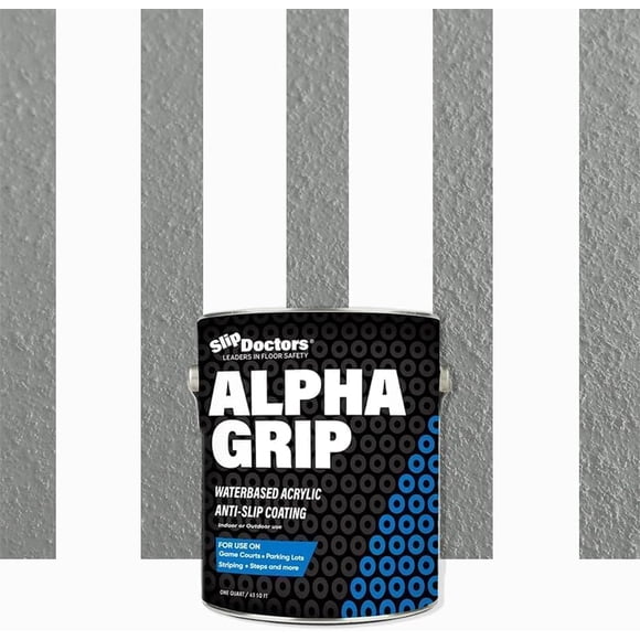 Alpha Grip Non-Slip Paint for Concrete & Asphalt – Non-Skid Coating Ideal for Striping Parking Lots, Playgrounds & Pavements (Light Gray, Quart)