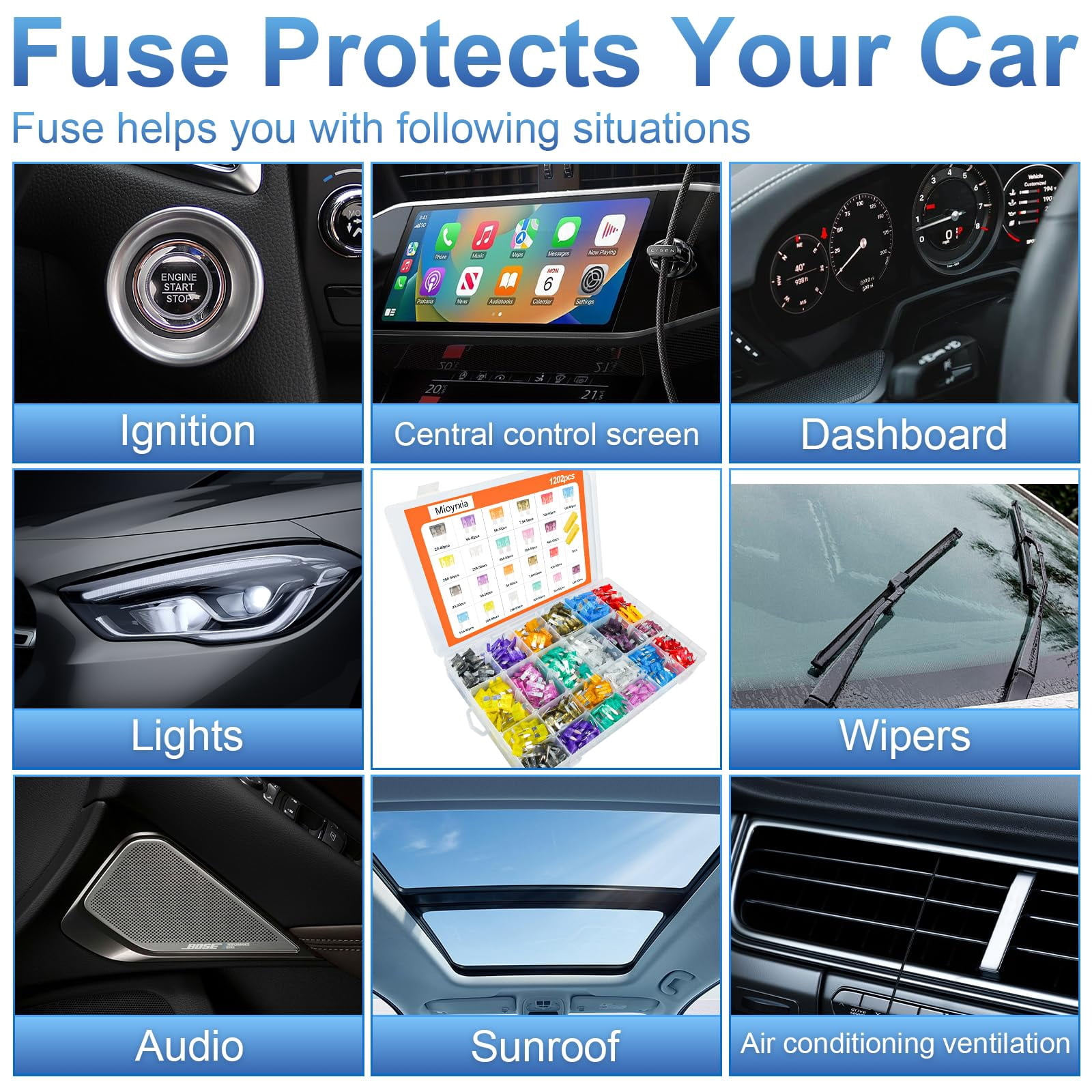 1200PCS Car Fuses Assortment Kit, Mini Blade Fuses Automotive for Car RV Truck Marine Motorcycle Auto Accessories