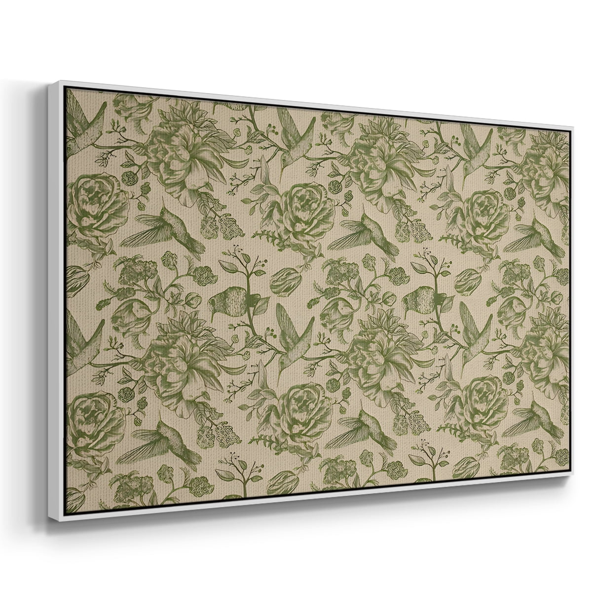 Vintage Abstract Print-I Framed in White Wood Gallery Wrapped Canvas 25 in. x 37 in.